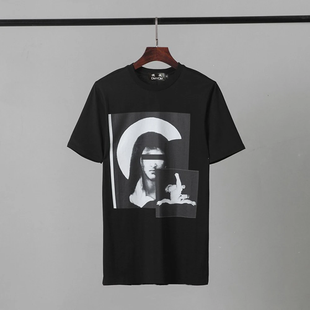 Men T-shirts Summer New Virgin Mary Print T Shirt Women Fashion Slim Fit O-neck 100% Cotton Tops Street Wear Brand Clothing Tees