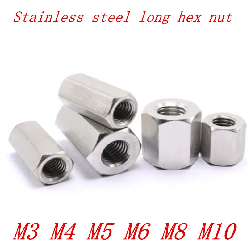 Size : M6*30 Long Rod Coupling Hex Nut Threaded Rod Coupler Connector Carbon Steel Metric Coupling Nut 10Pcs