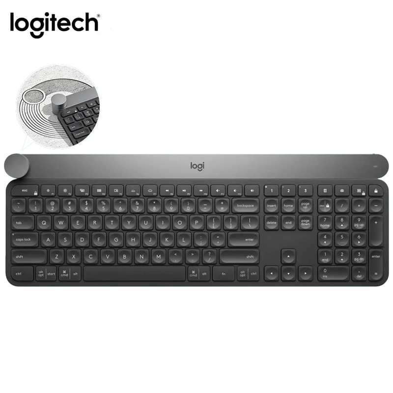 

Logitech CRAFT Wireless Keyboard Unifying 2.4GHz & Bluetooth Intelligent Control Knob Keyboard klavye teclado for Windows, Mac