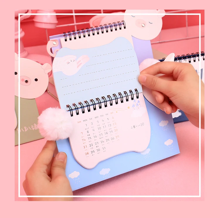 2019 год Новый поросенок DIY мультфильм Мини рабочего бумага календари ежедневно планировщик настольный планировщик ежегодно дневник