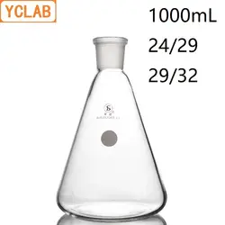 YCLAB 29/32 мл 24/29 и 1000 Erlenmeyer колбы лабораторные 1L боросиликатного 3,3 Стекло Стандартный земли рот конические треугольники Labware