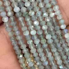 Натуральный 2x3 мм граненый натуральный Лабрадорит Драгоценный Камень круглые бусины 15," AA