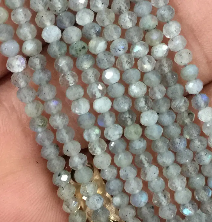 

100% Natural 2x3mm Faceted Real Labradorite Gemstone Roundel Loose Beads 15.5"AA