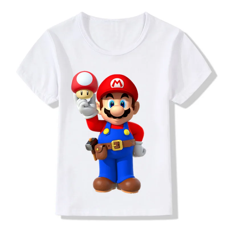 Новая детская футболка с забавным принтом из мультфильма «Супер Марио», Повседневная футболка с круглым воротником для мальчиков и девочек 3-9 лет - Цвет: DIY9