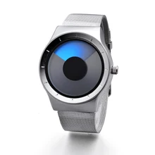 2016 Nuevos hombres de la Moda Fresca Luces Del Norte Celeste Simple Cuarzo de Los Deportes Relojes Correa de Acero de Plata Negro Relogio masculino