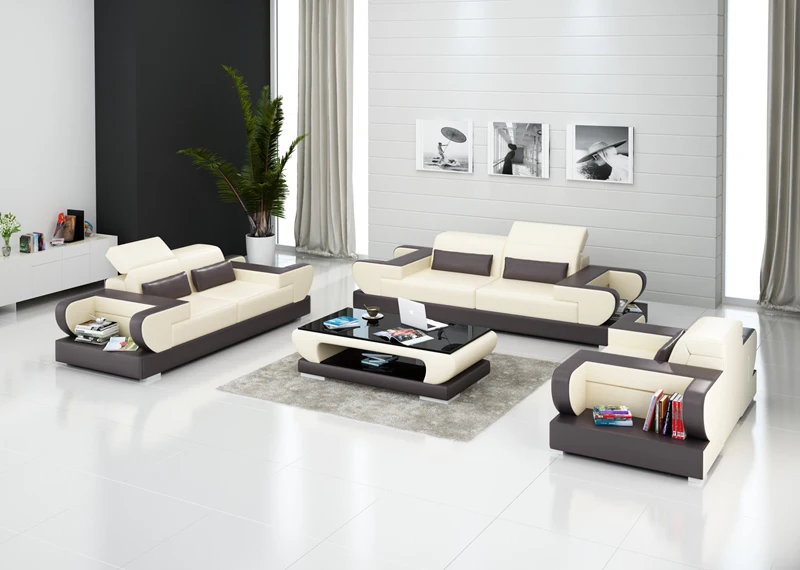 Mixed Color Modern Sectional Living Room Leather Sofa Set ...