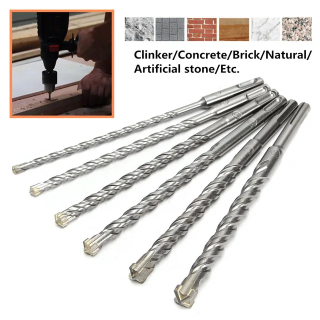 6-16mm SDS Rotary Twist Drill Bit Set Round Shank Spiral Flute For Concrete Tool
