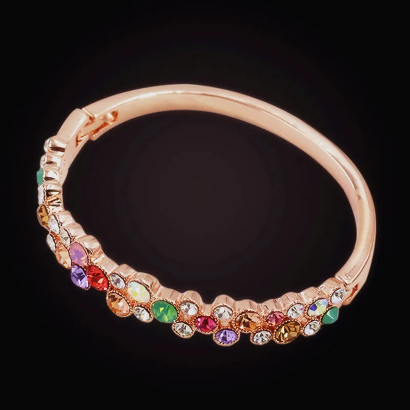 Colorful Indian Bangles For Women Ladies Rose Gold Color Charm Bracelet