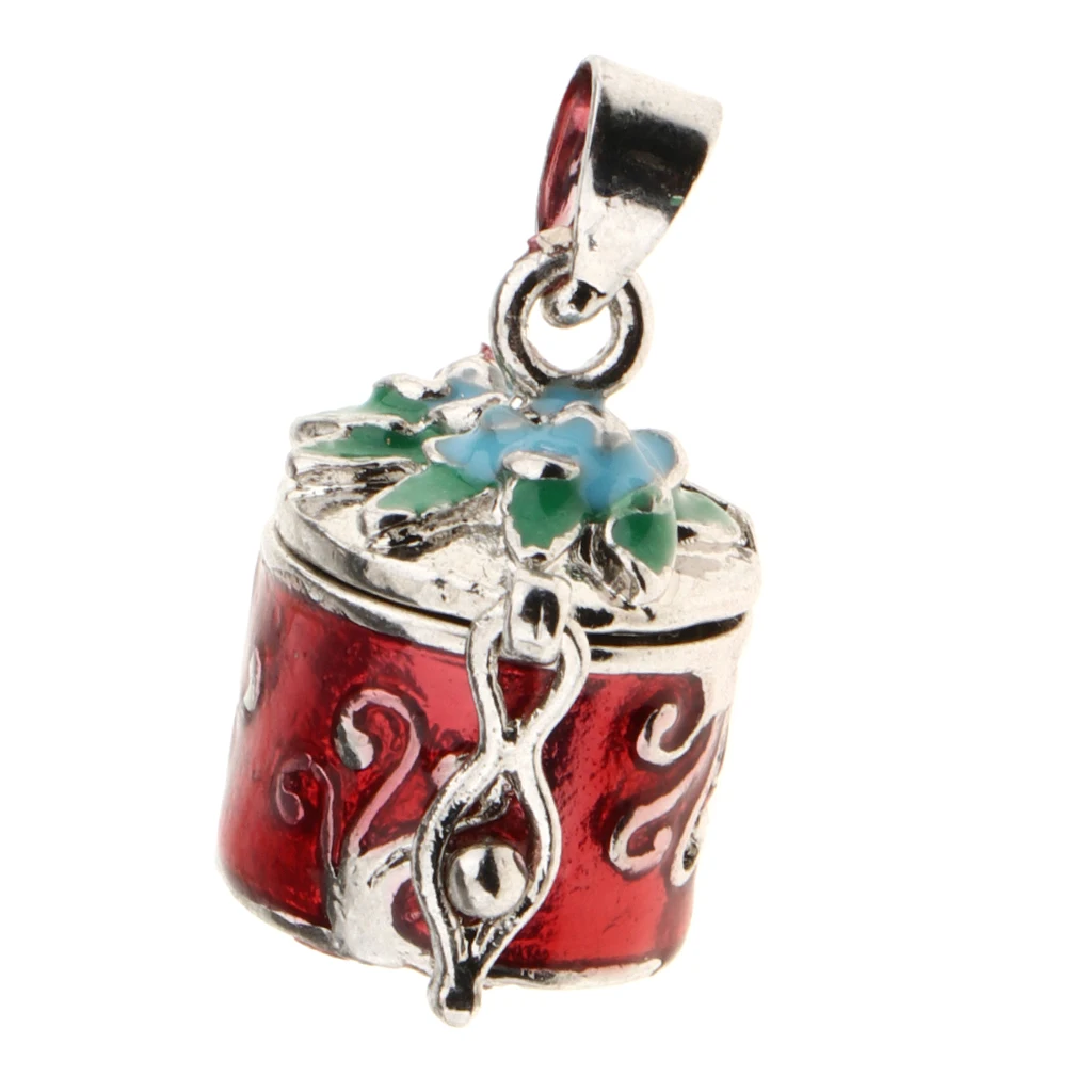 Vintage Memorial Urn Pendant Ash Keepsake Enamel Color Flower Engraving Memorial Box