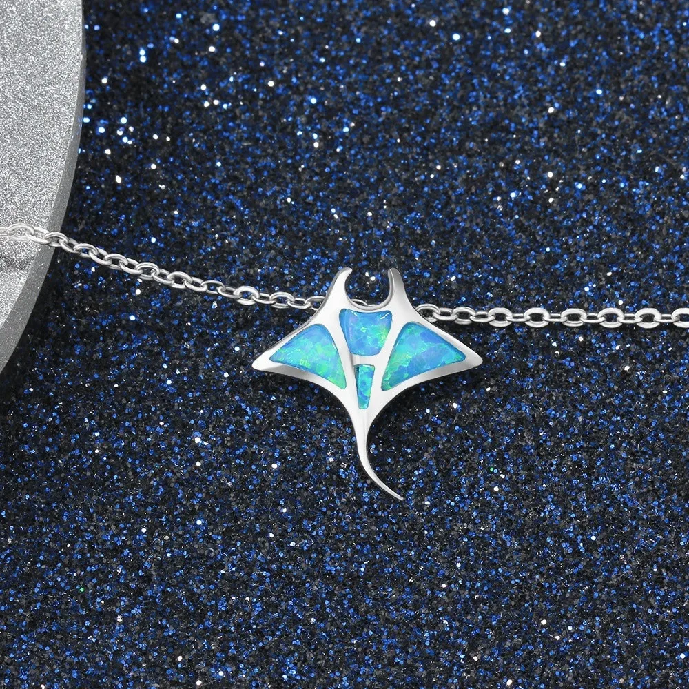 Богемная синяя имитация опала Милая подвеска Медуза ожерелье Радужный камень КИТ животное ожерелье женское океанское пляжное ювелирное изделие