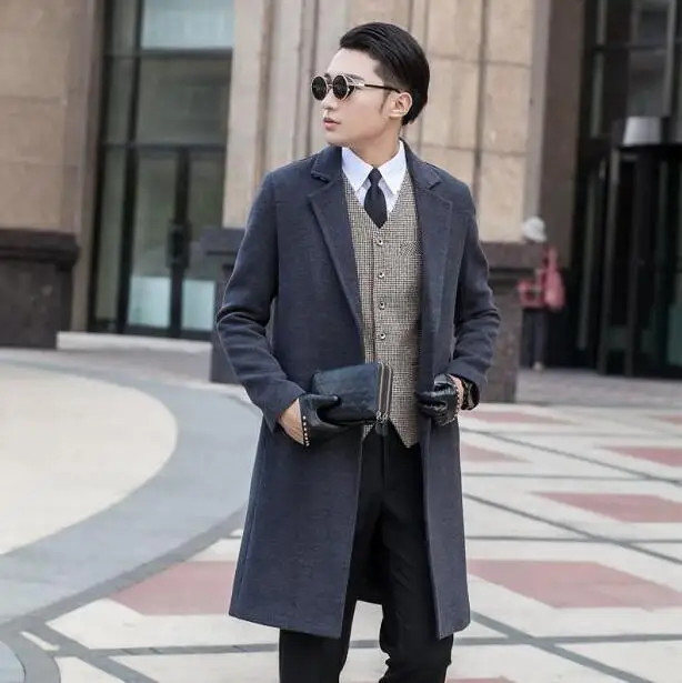 mens grey overcoat slim fit