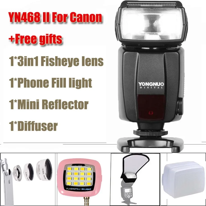Yongnuo YN468 II YN 468 II YN-468 II TTL ETTL Flash Speedlite For Canon EOS 600D 550D 500D T3i T2i Camera with Free Diffsuer