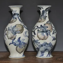 Античная керамическая фарфоровая персиковая ваза с двойным кольцом для коллекции