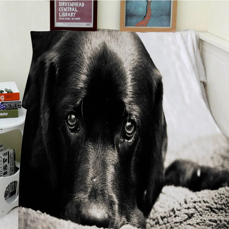Одеяло плед одеяло пледы тепло мягкий плюш Забавный черный лабрадор щенок искусство пледы на диван кровать пледы одеяло легкий уход