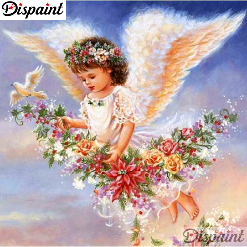 

Dispaint Full Square/Round Drill 5D DIY Diamond Painting "Angel girl flower" Embroidery Cross Stitch 3D Home Decor Gift A10499