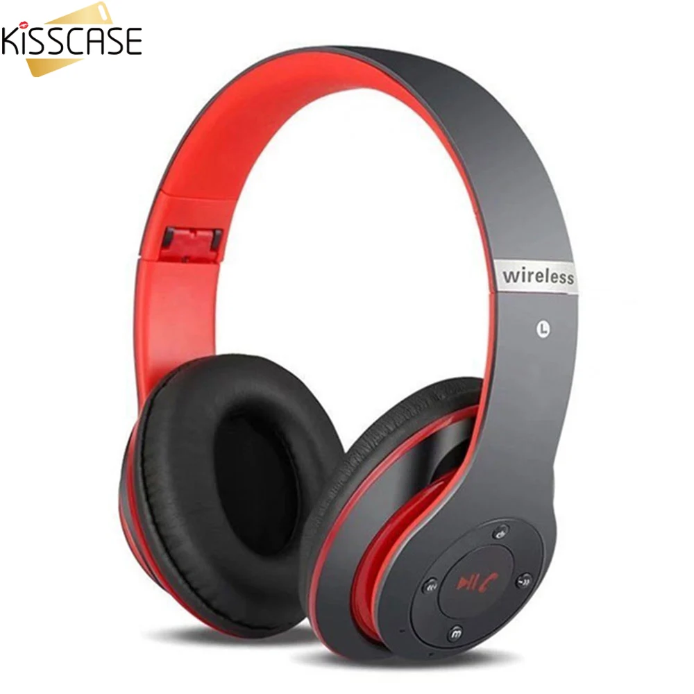 KISSCASE Folderable Wireless Bluetooth Headphone For iPhone Samsung Hi-Fi Headset With Mic Earphone For Universal Smart Devices