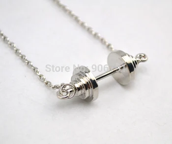 

20pcs a lot rhodium plated sport Fitness Dumbbell barbell weightlifting Gym chain necklace