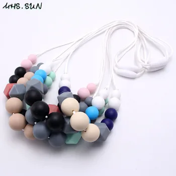 

MHS.SUN 5PCS Food Grade Silicone Chew Bead necklaces Baby Holder Teether Teething Nursing Chain Necklace For Breastfeeding Women