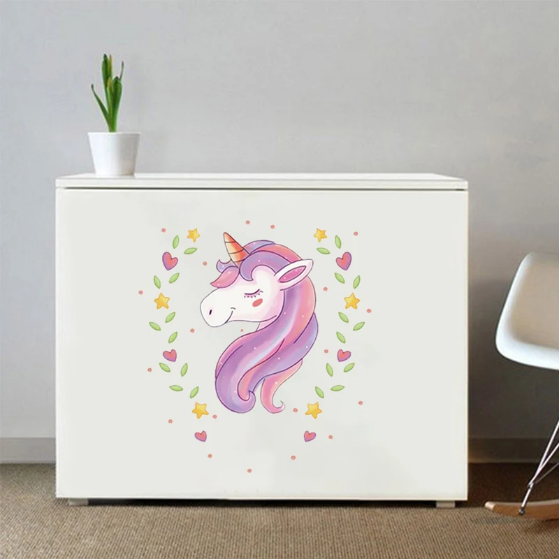 

Hot Sale Fantasy Unicorn Stars Rainbow Wall Sticker Girls Bedroom Wall Decal Art Decal DIY Nursery Home Creative Decoration