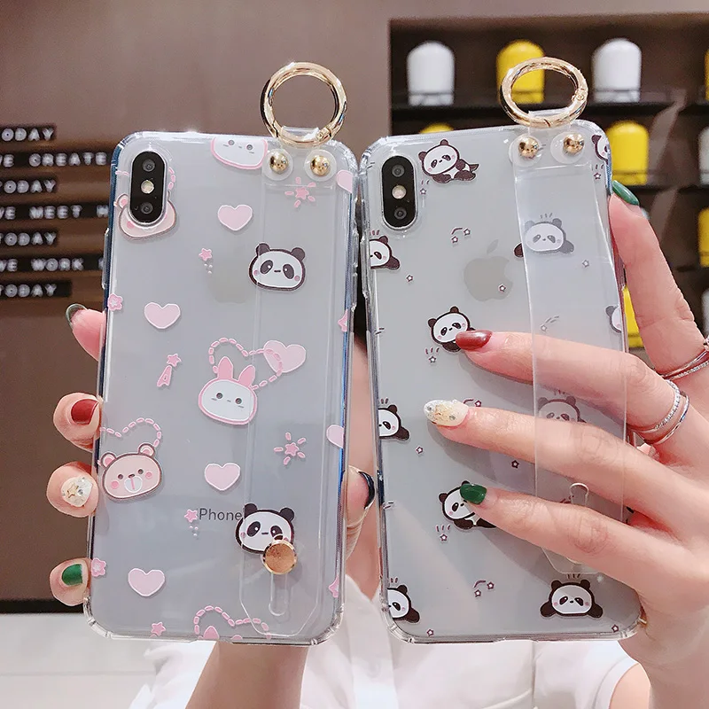 Модный милый чехол с изображением панды кошки медведя для Iphone 6 s 7 8 9 Plus X XR XS MAX