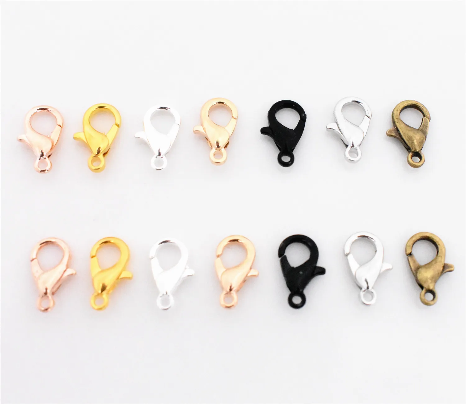 

100pcs/lot 12*6mm 7 Colors Plated Fashion Jewelry Findings,Alloy Lobster Clasp Hooks for Necklace&Bracelet Chain DIY