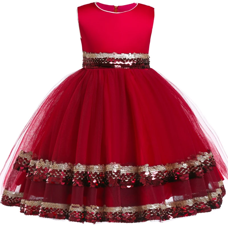 

Sequins Girls Tutu Dress Sleeveless Kids Girls Wedding Party Dress Children Princess Ball Gown For Girls Tulle Performance Dress
