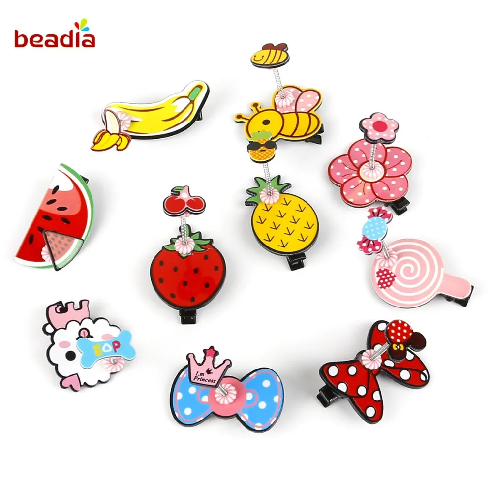 Rubber Hair Pins For Girls Fruit Shape Baby Accessories Children Cartoon Spring Clips Festival Party Decoration | Дом и сад