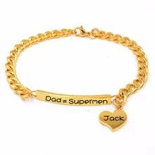 Персонализированные ID Сердце браслет браслеты из нержавеющей стали серебро/золото цвет именной браслет, DIY гравировка ID именной браслет