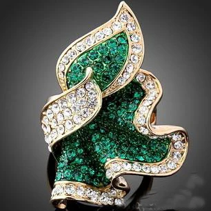 

Fashion Women Jewelry High-Grade Quality Delicate Supply Of Goods Rhinestone Crystal Ring Leaves Christmas B13 R210