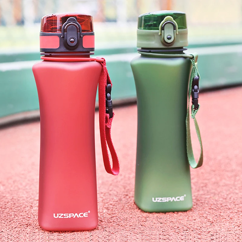 New UZSPACE Sport Water Bottle 500ml Fashion 6 Colors Protein Shaker HikingTravel My Bottle For Water Plastic Drinkware BPA Free