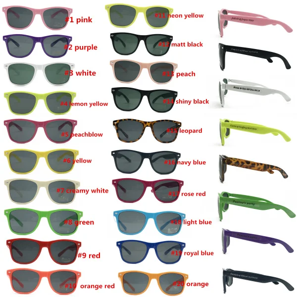 60 пар/лот, индивидуальные разноцветные солнцезащитные очки для свадебной вечеринки, сувениры для гостей, большие солнечные очки, вечерние солнцезащитные очки - Цвет: mix color