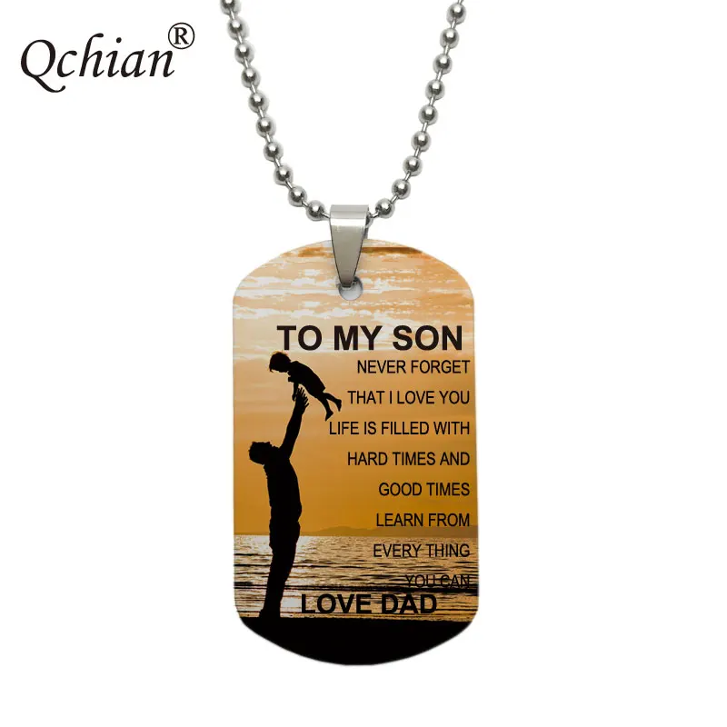 

Dog Tags Pendant Necklace Family Jewelry To My Son Daughter We Love You Love Dad Mom Necklace Military Army Cards