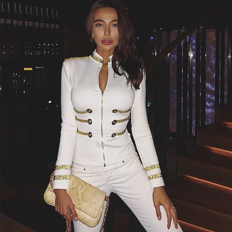 price reduction  Ocstrade Women Jackets Spring Autumn Coat 2019 Party High Quality White Plus Size Elegant Long Slee