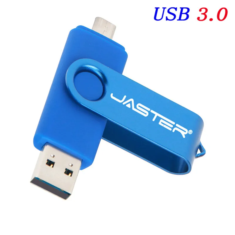 JASTER USB 3,0 OTG USB флеш-накопитель для смартфонов/планшетов/ПК 8 ГБ 16 ГБ 32 ГБ 64 Гб 128 ГБ флеш-накопитель высокоскоростной флеш-накопитель - Цвет: Blue