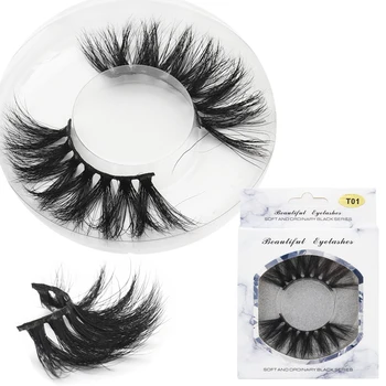 

Natural lashes 25mm Long 3D mink lashes extra length 100% mink eyelashes Big dramatic volumn eyelashes strip thick false eyelash