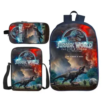 

3Pcs/Set Printing 3D Animal Jurassic Park Dinosaur Kids Baby School Bags for Boys Bookbag Children Shoulder Backpack Student Bag