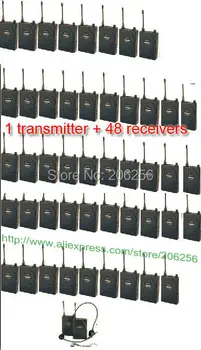 

Cheaper UHF frequency Wireless Tour Guide System 50m Operating Range 1 Transmitter+48Receivers +mic+earphone for Tour guiding