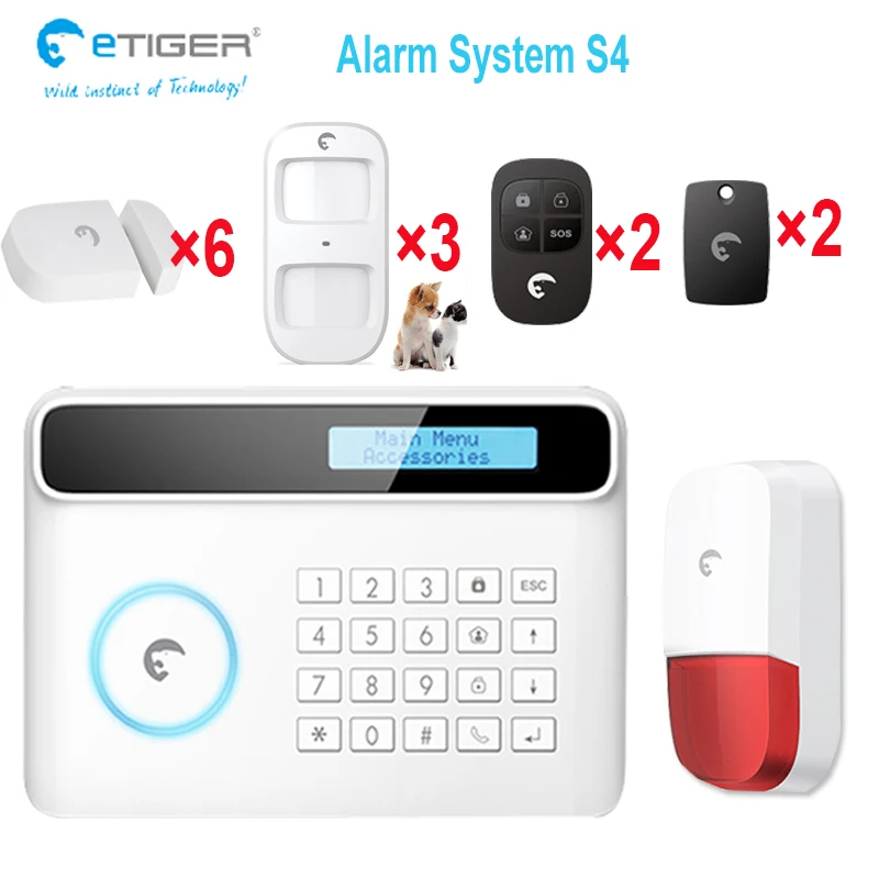 Home animal pet friendly alarm door window open alert intruder system SMS text message&call