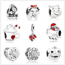 1 шт.,, рождественский подарок, домик, чашка Санта-Клауса, сделай сам, бисер, подходит для Пандоры, очаровательный браслет для женщин, ювелирные изделия EL167