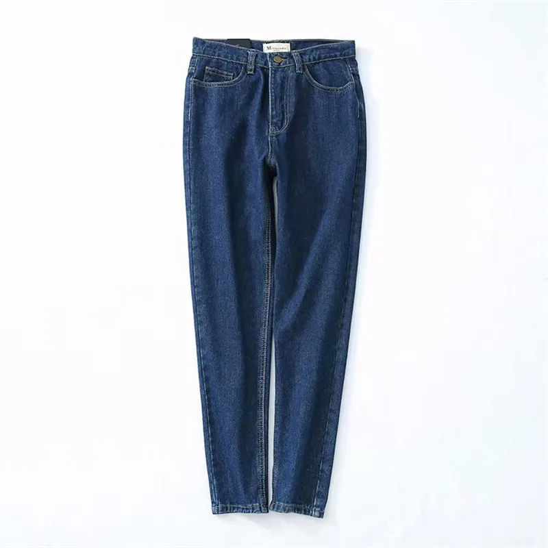 Классический стиль женские с высокой талией промывают светло-голубые настоящие джинсовые брюки джинсовая куртка женская Femme для женщин джинсы
