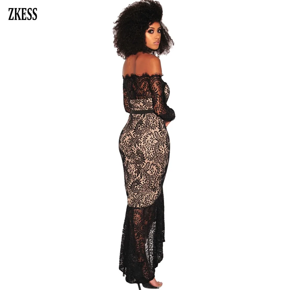 Black-Elegant-Lace-Trumpet-Dress-LC610572-2-2