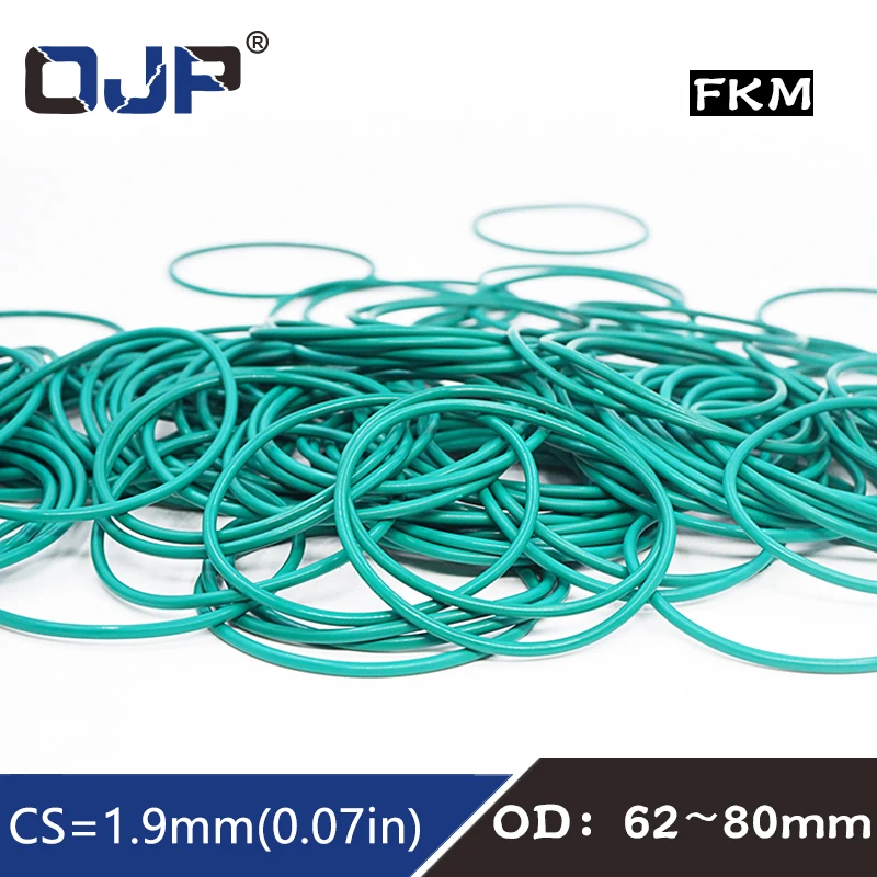 

1PC Rubber Ring Green FKM O ring Seal 1.9mm Thickness OD62/63/64/65/67/68/70/75/80mm Rubber Ring Seal Oil Fuel fkm Gasket Washer