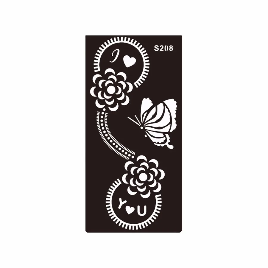8 Sheet DIY Henna Tattoo Stencil Airbrush Painting Flower Butterfly Pattern Sexy Women Body Art Glitter Tattoo Templates S200#12 (9)