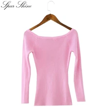 

2016 Autumn Winter Elegant Off Shoulder Knitted Sweater Women Short Pullover Slim Jumper Casual Pull Femme Sexy Crop Top