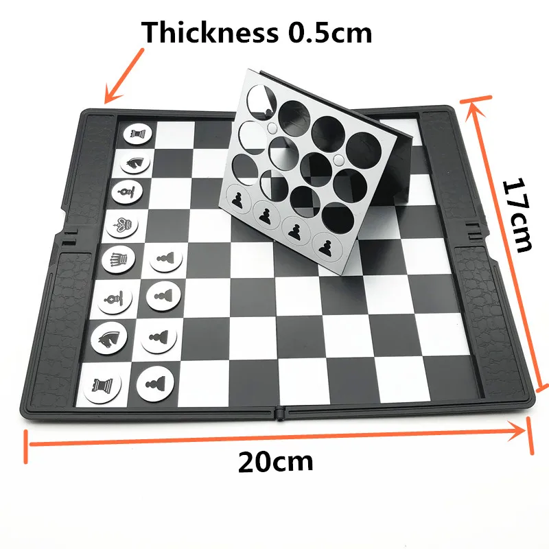 Магнитный маленький шахматы, черный складной туристический подарок, Семейная Игра S347