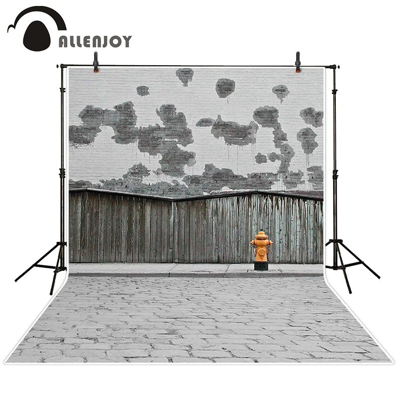 

Allenjoy photographic background Brick wood fire hydrant backdrops kids wedding vinyl customize 7x5ft