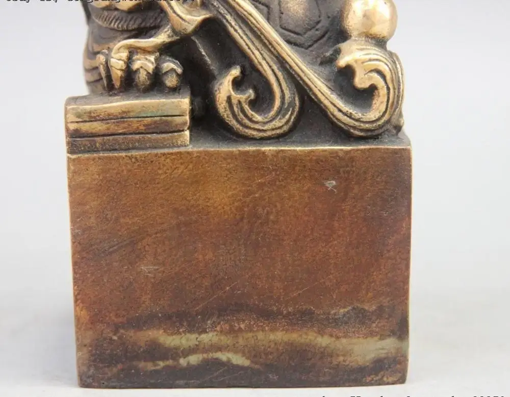 4 CM China Pure Brass zodiac Animal mouse mice Rat Sculpture seal stamper signet