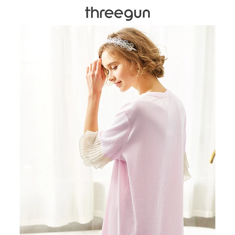 THREEGUN, шорты для сна, для отдыха, для женщин, Modis, кружевная Домашняя одежда, хлопок, свободный низ, с милым принтом мопса, пижамные штаны, эластичная резинка на талии, Новинка