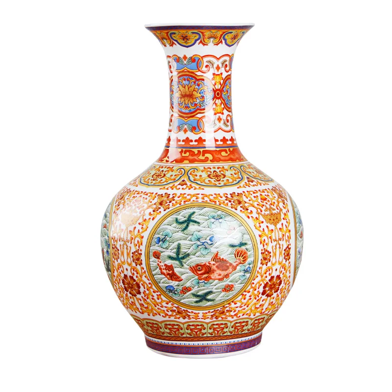 Цзиндэчжэнь эмаль водоросли керамическая ваза Древний Мин и Цин фарфор - Цвет: A