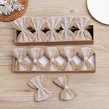 10 Uds Vintage Yute natural arpillera arcos encaje cinta de decoración para bodas rústica cinta de arpillera yute lazo nudo